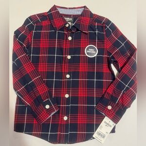 OshKosh B'gosh Kids Red and Navy Plaid Shirt